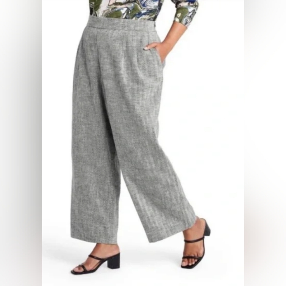 NWT Rachel Comey x Target Grey Chevron High-Rise Wide Leg Tweed Pants 5X